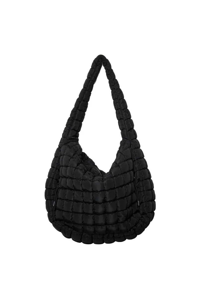 Black Oversized Quilted Hobo Tote Bag