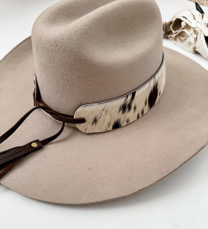 1.65” COWHIDE HAT BAND Leather Hat Band leather ties