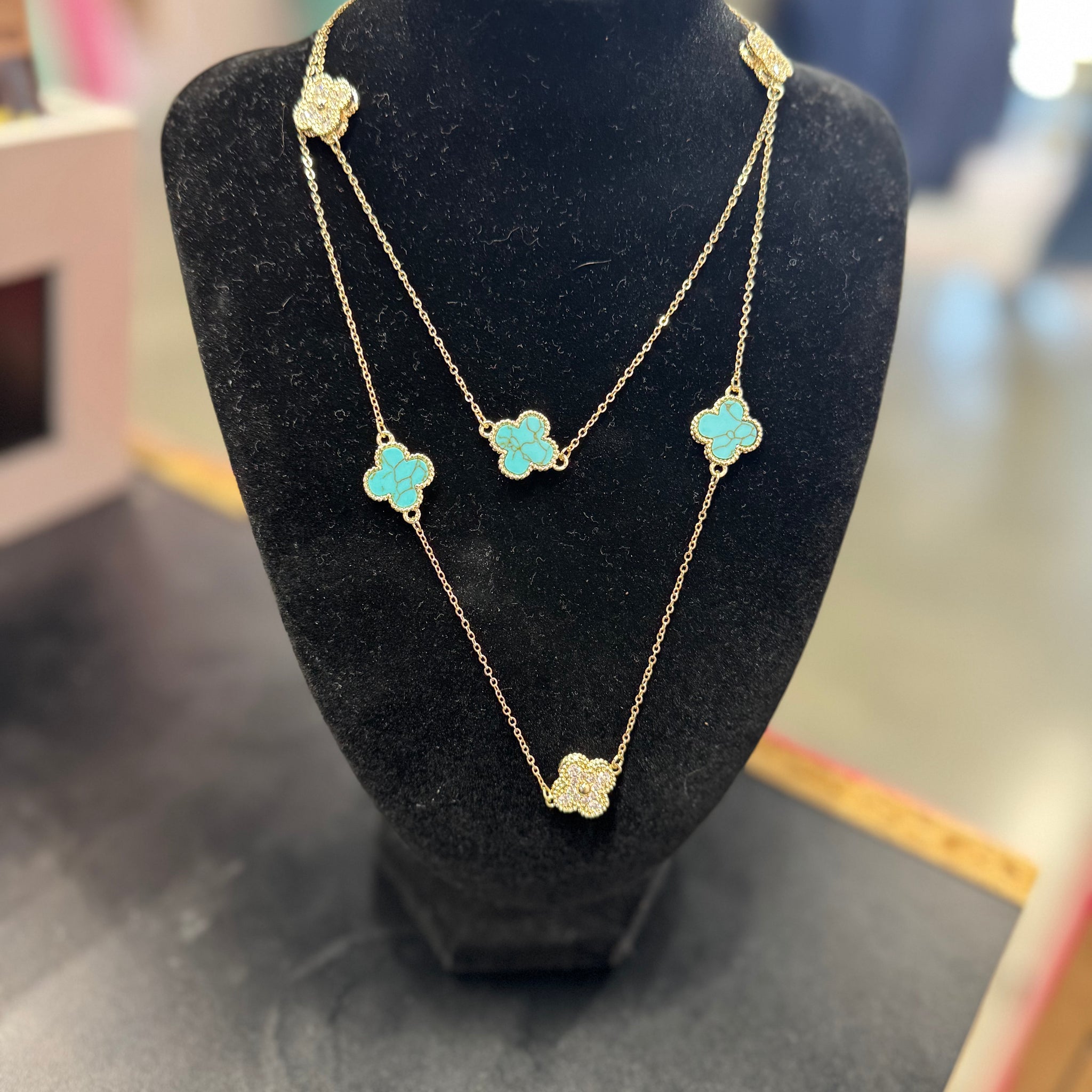 Turquoise & Diamond Pendant Necklace