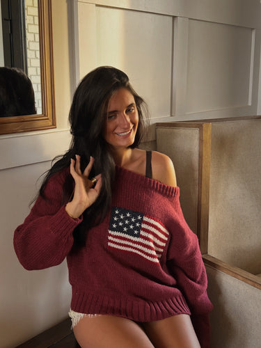 Brandi Ribbed Knit Sweater American Flag