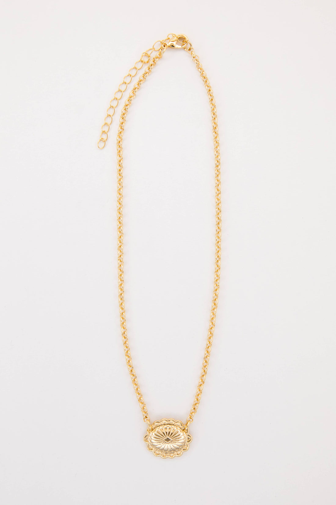 15" 18K Gold Plated Dainty Concho Necklace