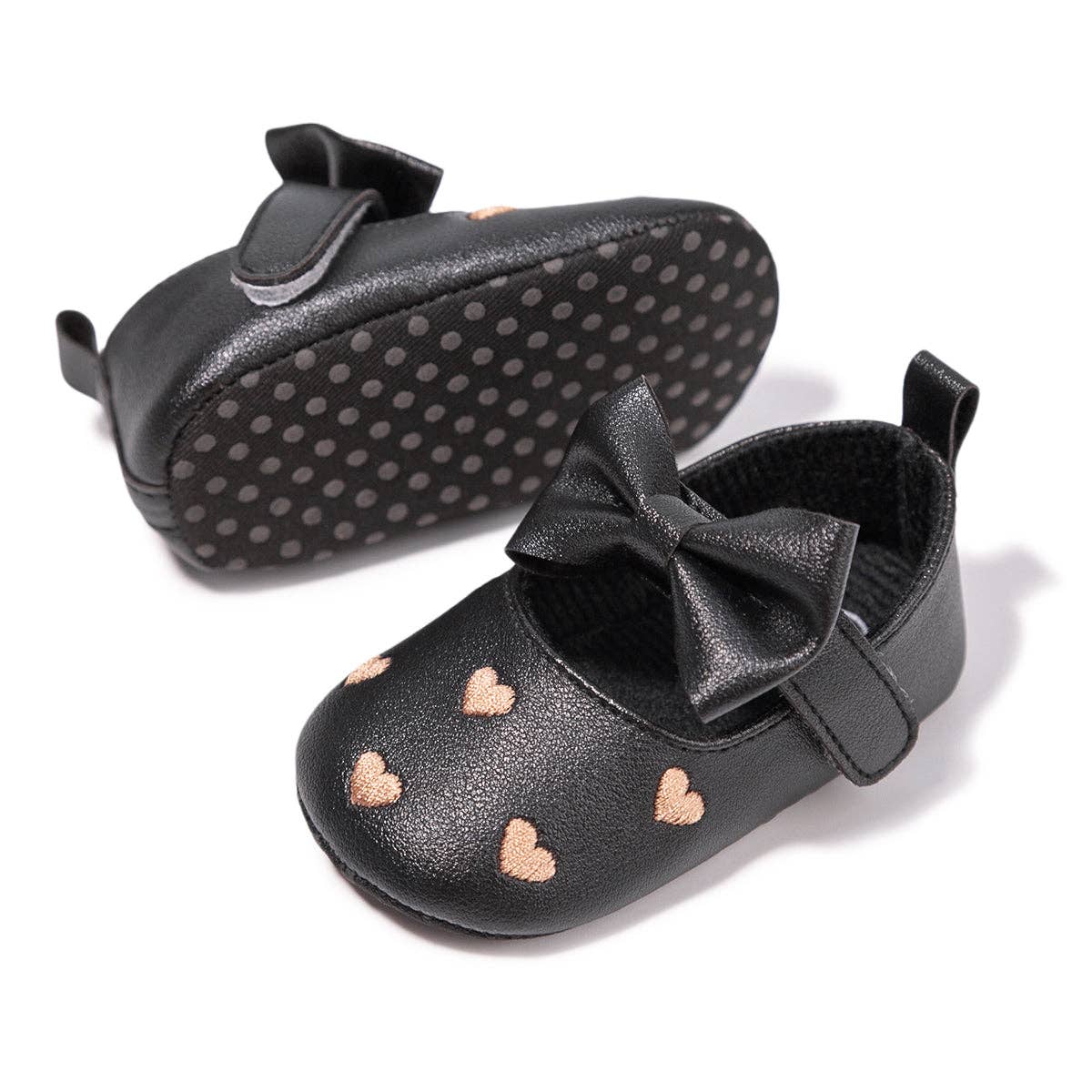 Black w/gold heart infant shoes