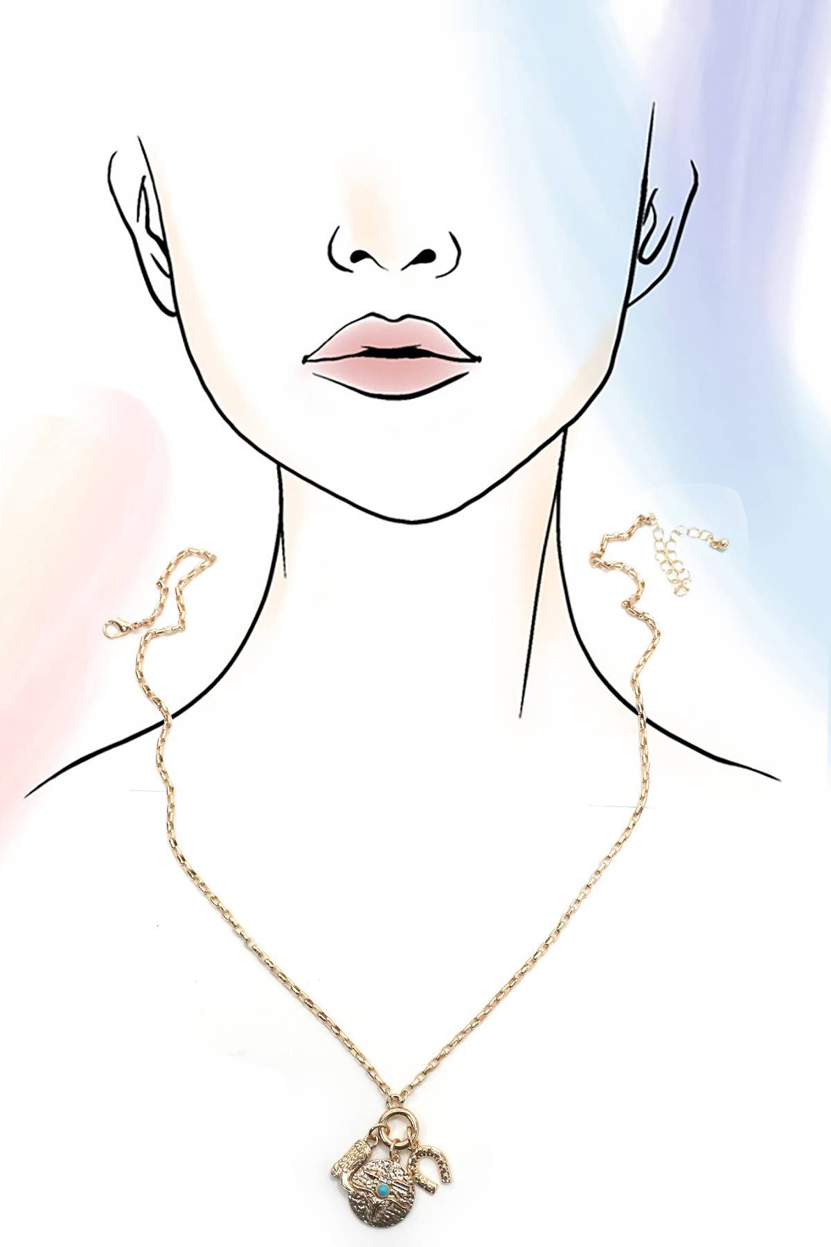 CLUSTER CHARM NECKLACE-WESTERN BOOT HORSESHOE |