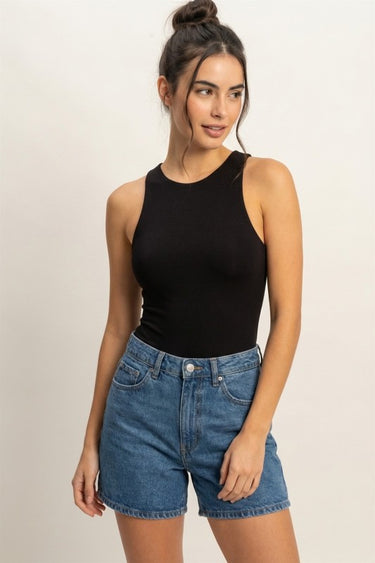 Essential Double-Lined High Neck Bodysuit – Black & White