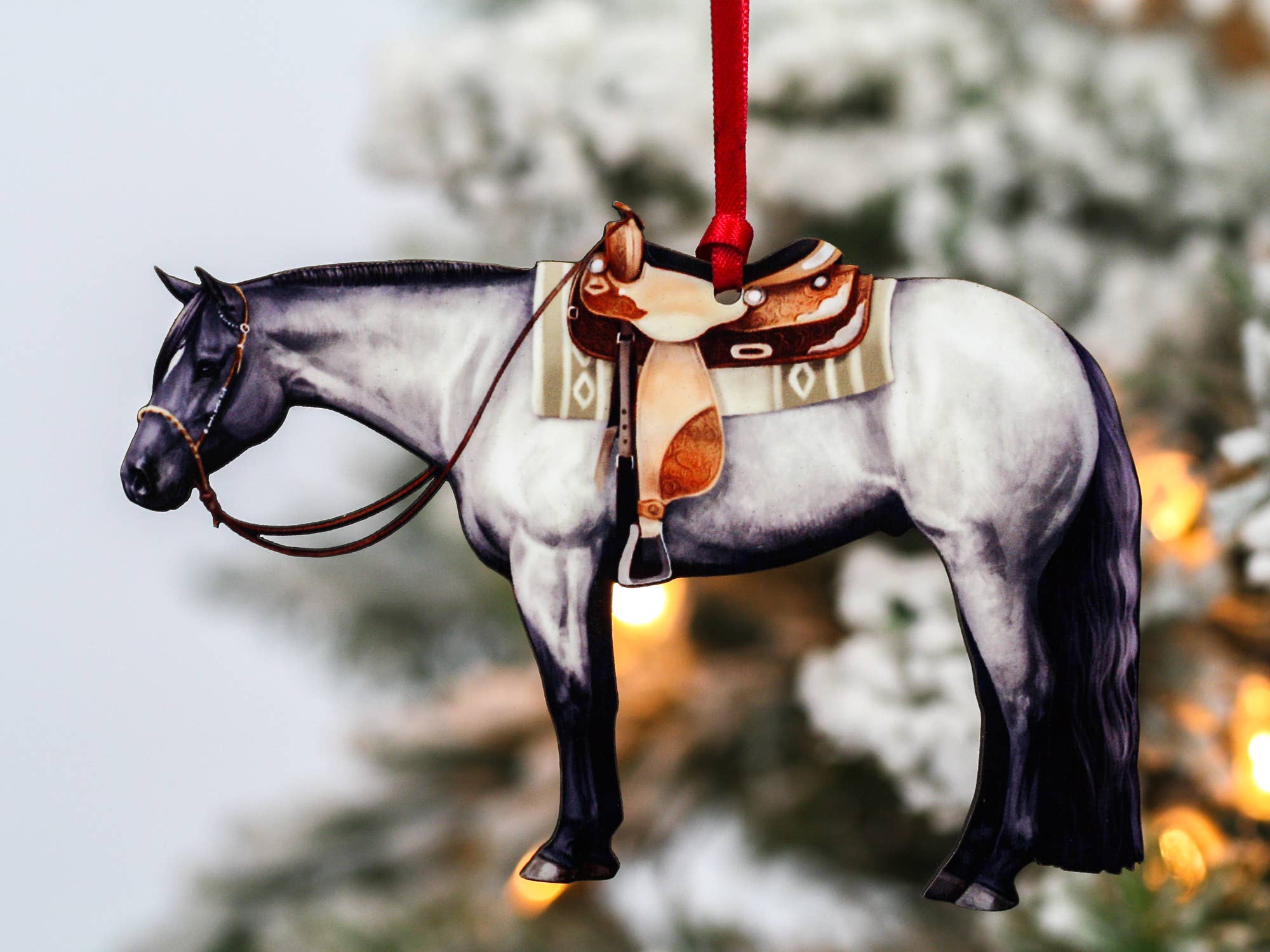 Blue Roan Western Quarter Horse Ornament