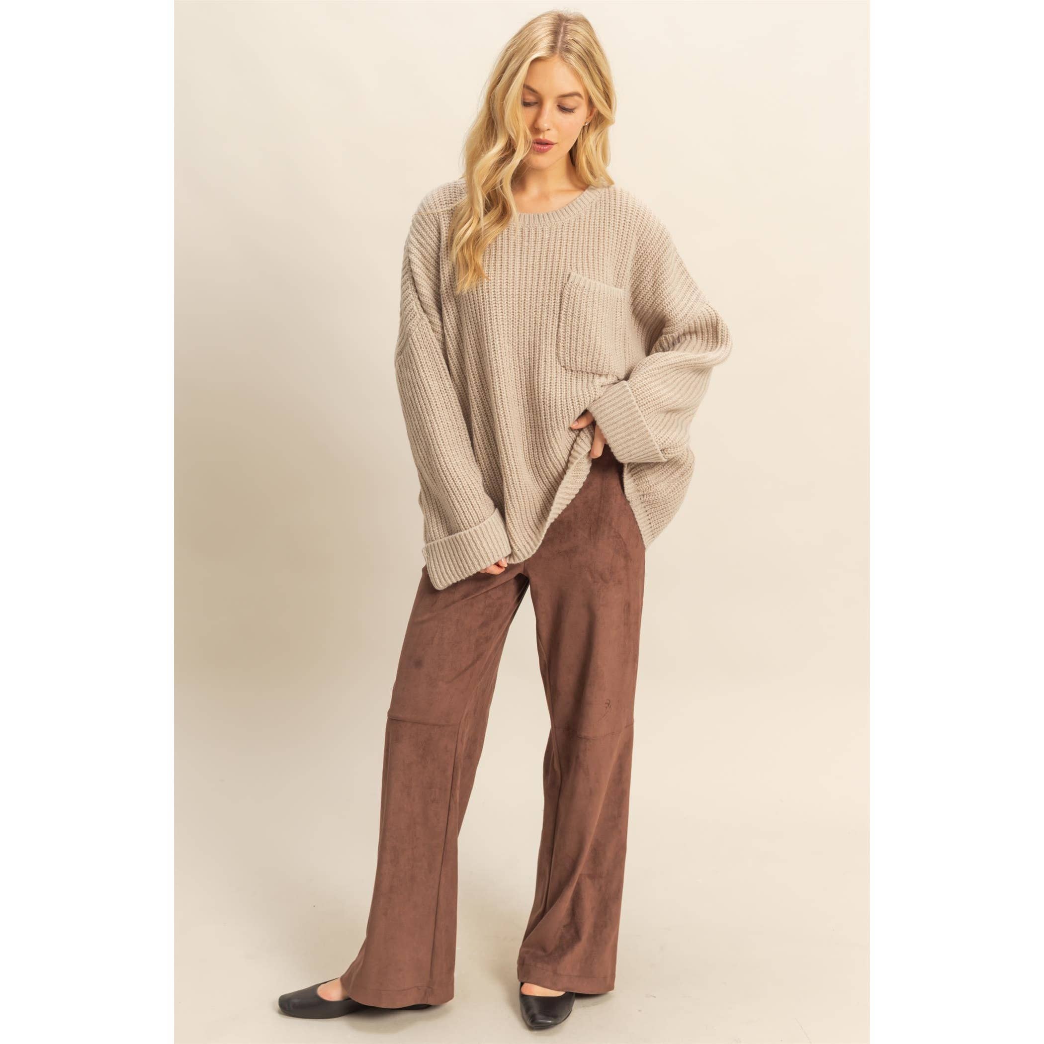 Oversized Casual Ribbed Knit Sweater