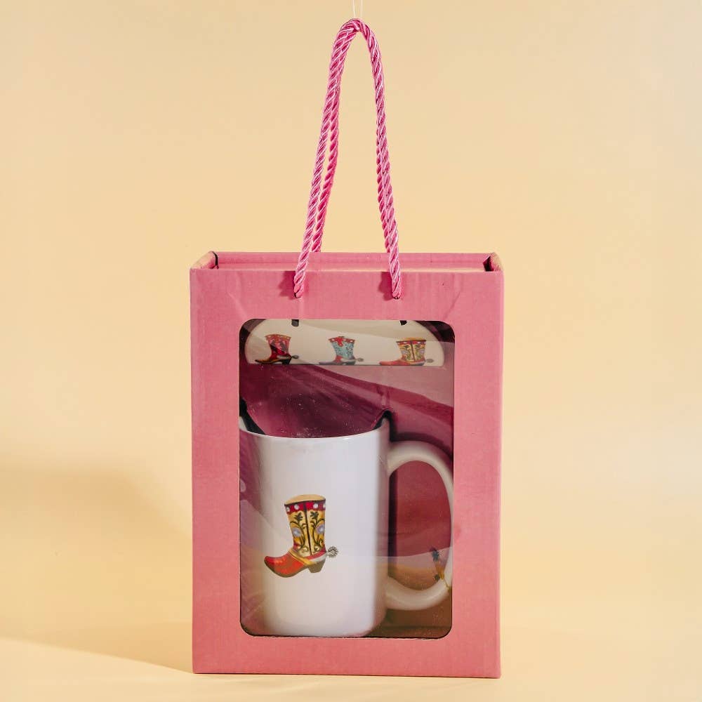 Western Cowboy Boots 15 Oz Mug With Matching Coaster Gift