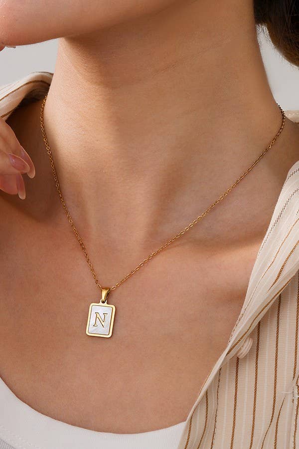 MOP  INITIAL STAINLESS STEEL TARNISH FREE NECKLACE |