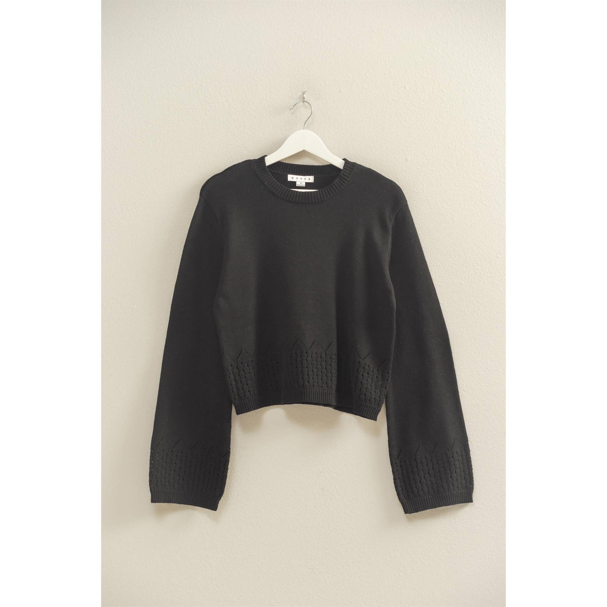 Unique Eyelet Detailed Long Sleeve Sweater