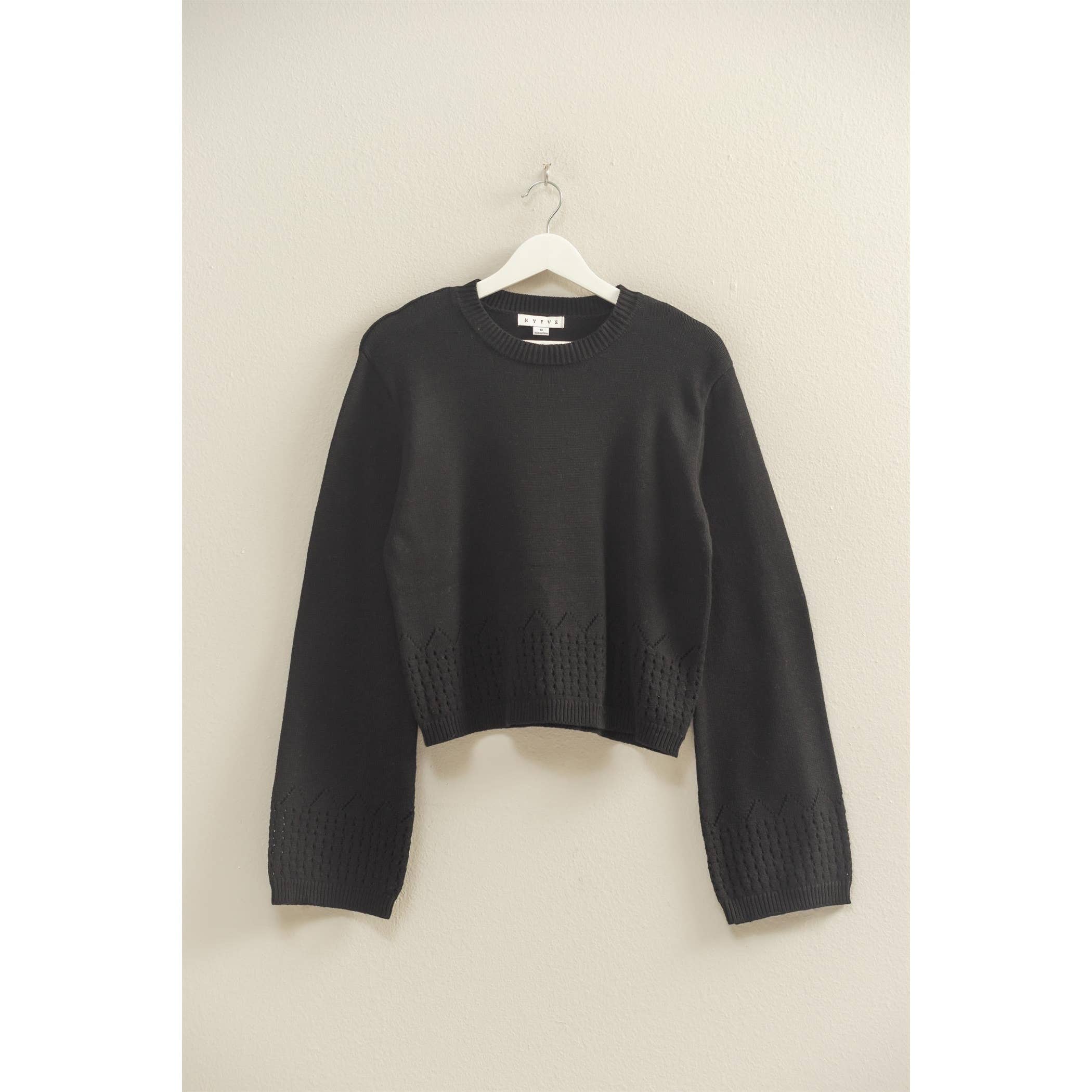 Unique Eyelet Detailed Long Sleeve Sweater