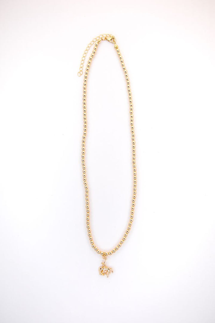 18" 18K Gold Plated Beaded Y Necklace with 5" Tail Available in White Gold and Yellow Gold