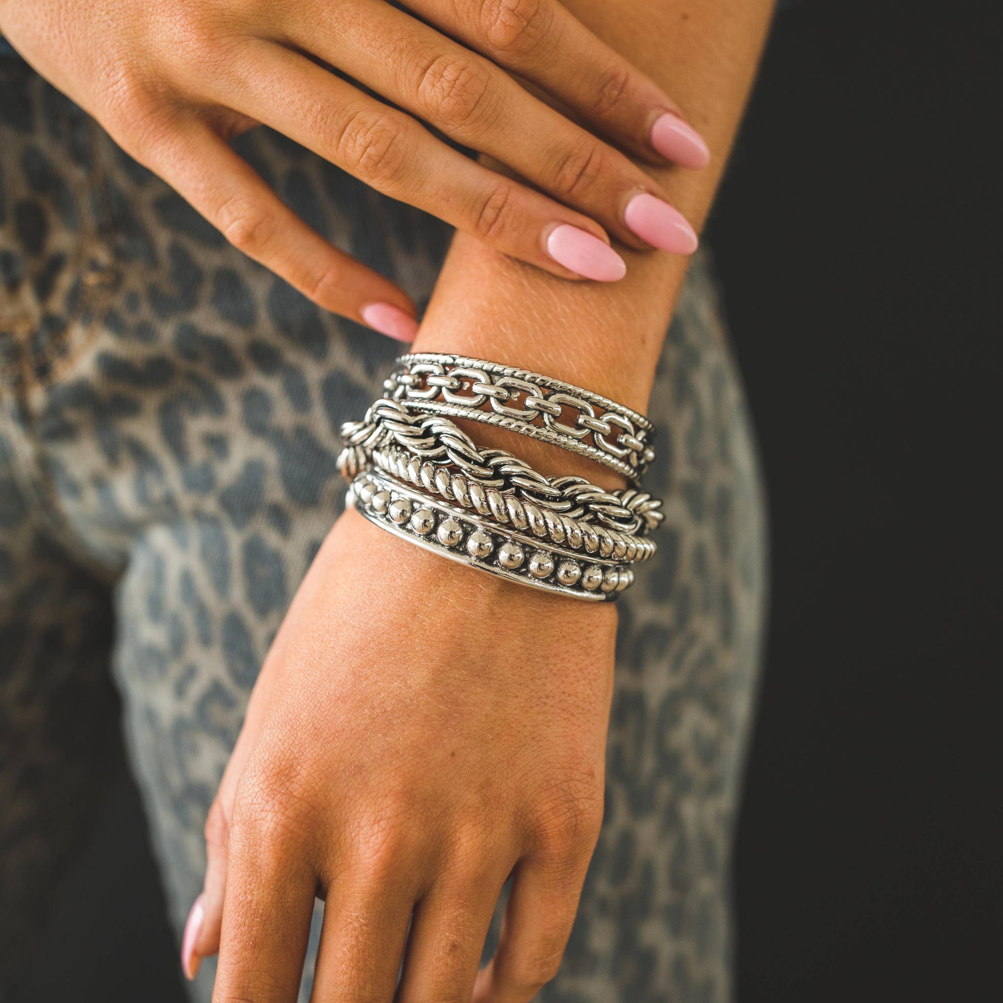 18K Gold Plated Rope and Chain Cuff Bracelet