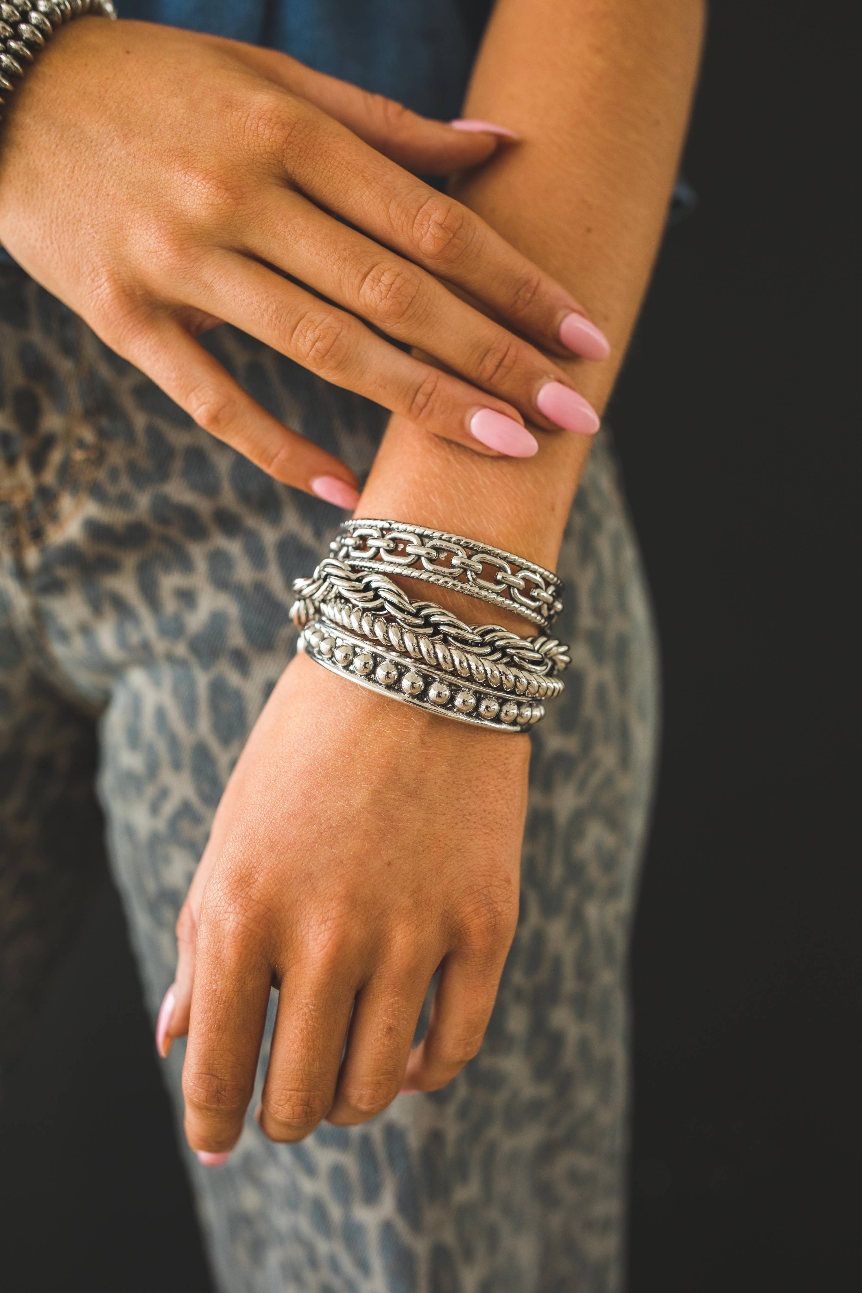 18K Gold Plated Rope and Chain Cuff Bracelet