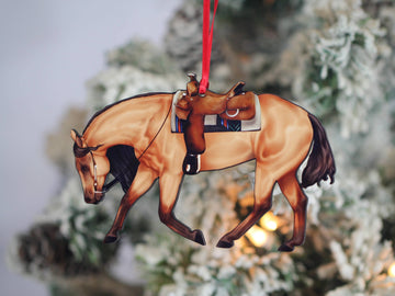 Red Dun Western Riding Ranch Horse Decor Christmas Ornament