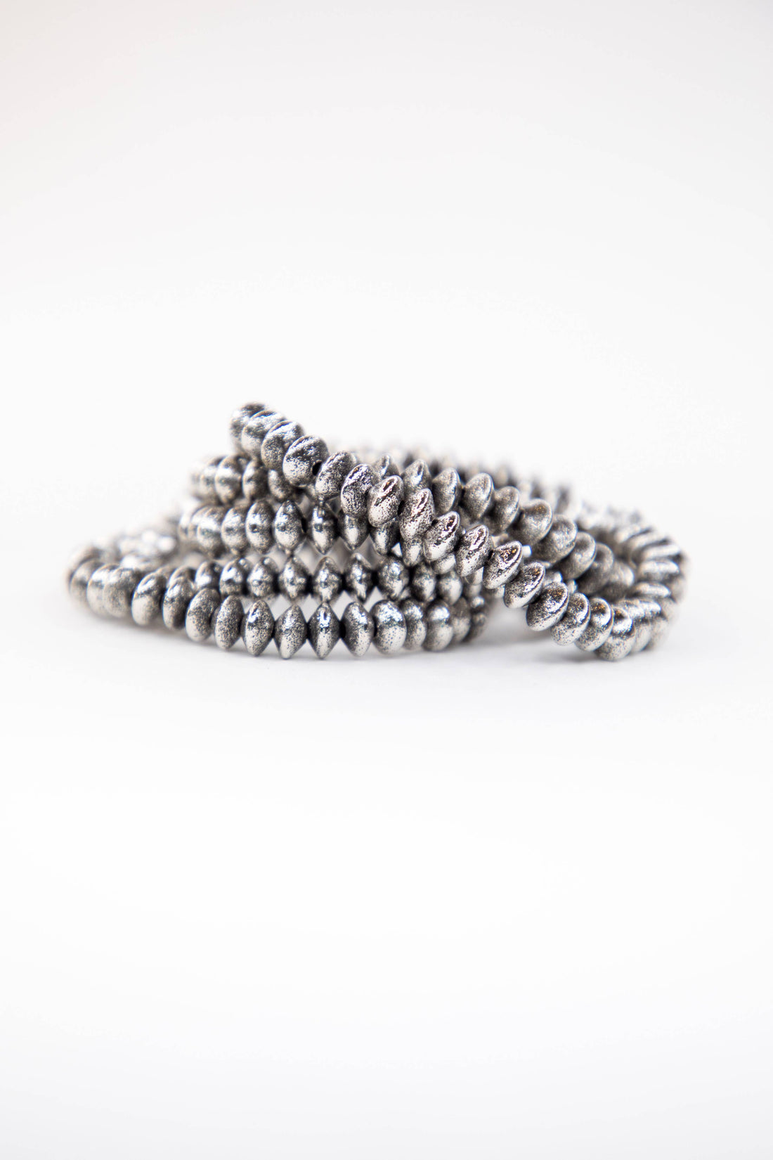 18K  Gold Plated Burnished 5 Disc Bead Stretch Bracelet