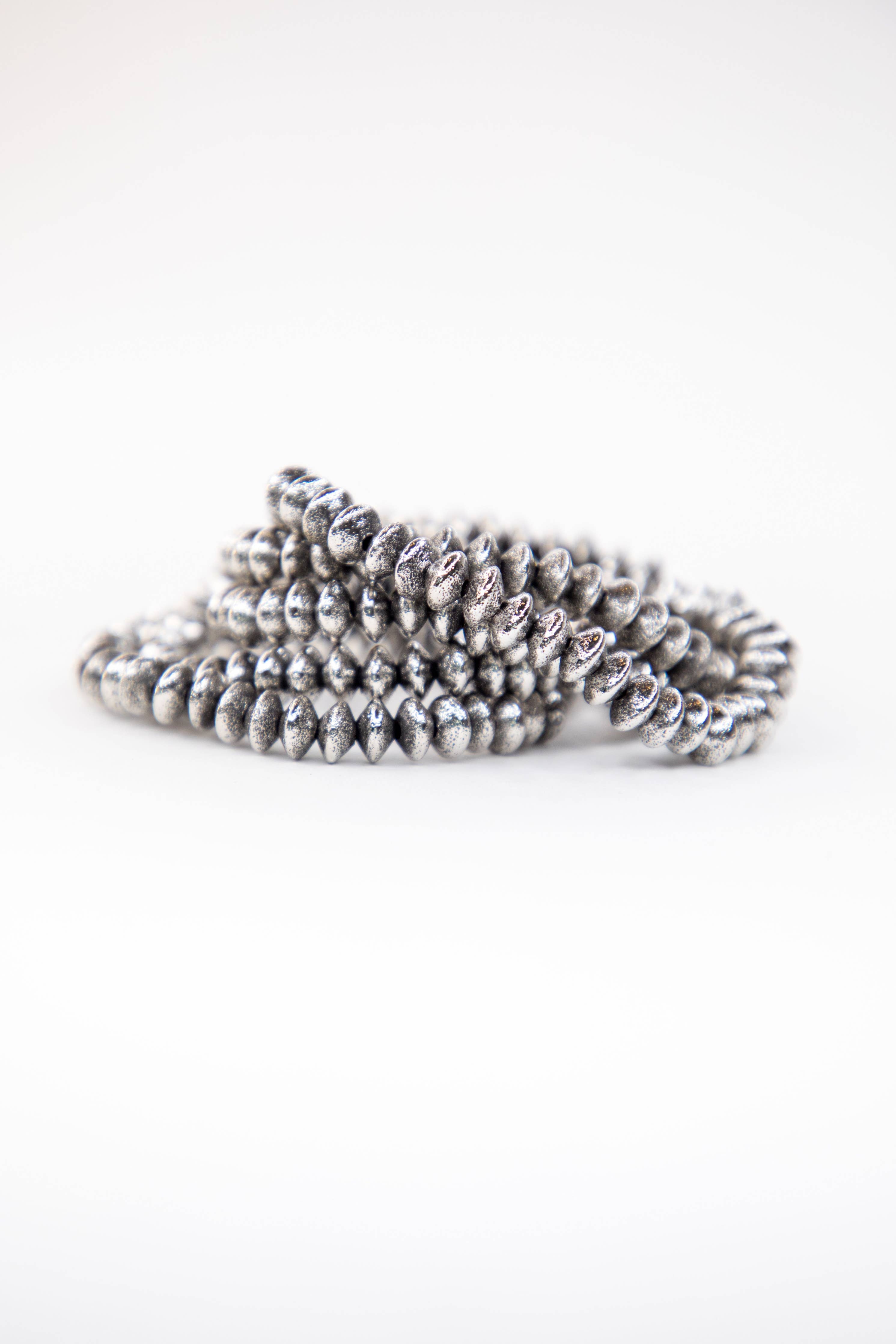 18K  Gold Plated Burnished 5 Disc Bead Stretch Bracelet