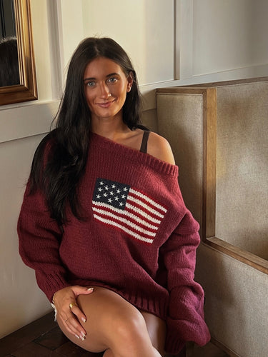 Brandi Ribbed Knit Sweater American Flag