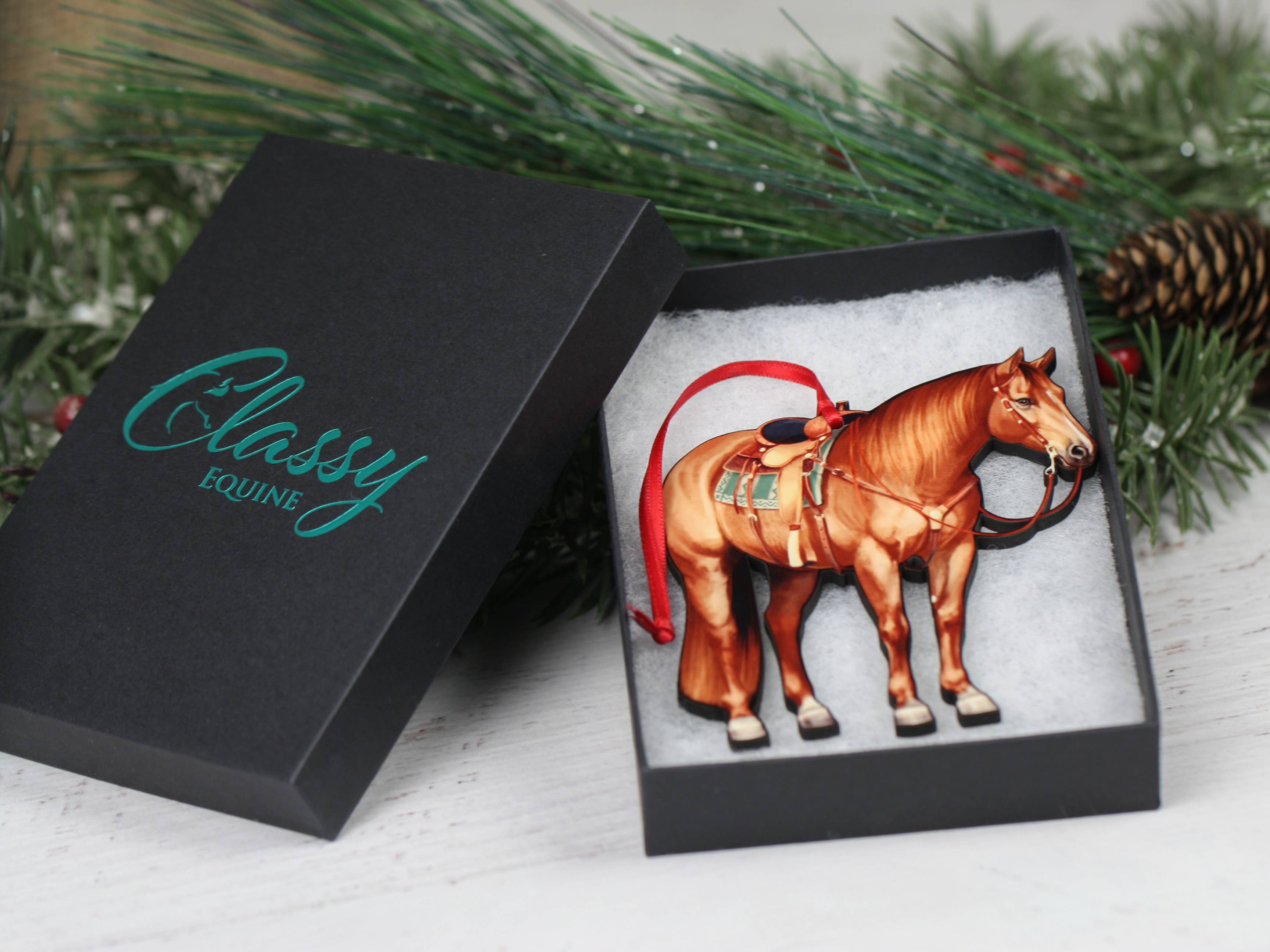 Chestnut Western Ranch Horse Ornament - Quarter Horse Decor