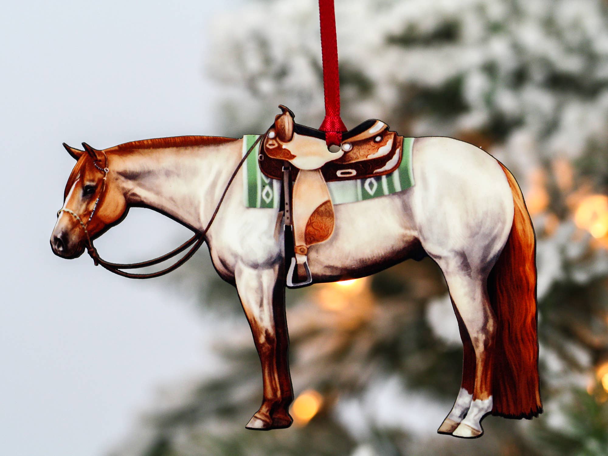 Red Roan Western Quarter Horse Ornament