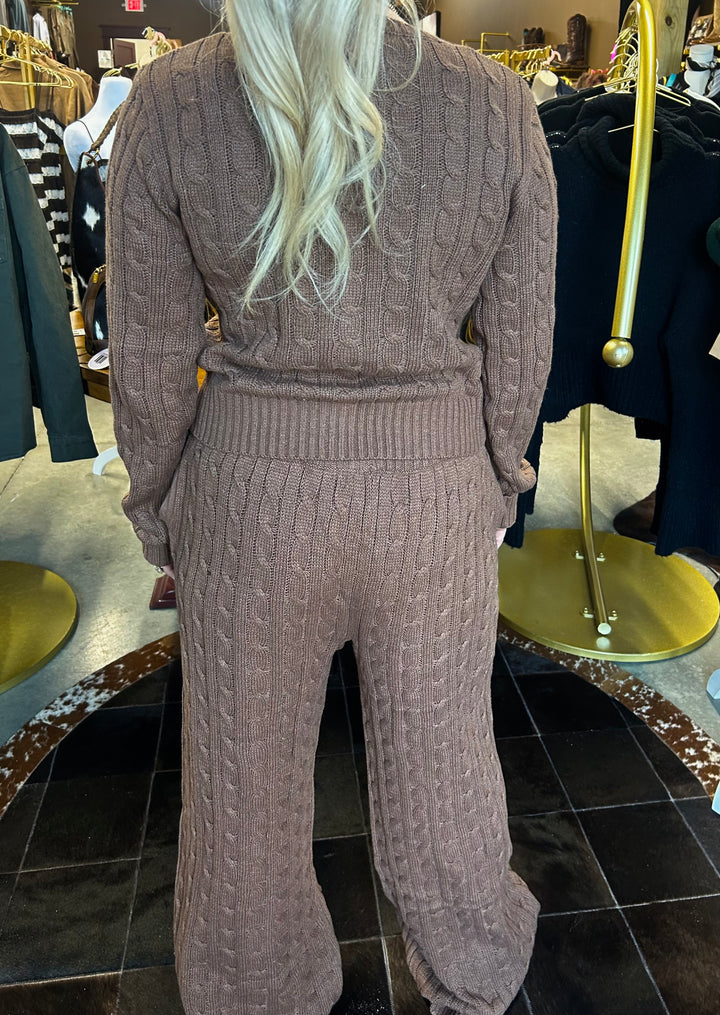 Bailey Rose Cable Knit Wide Leg Pants
