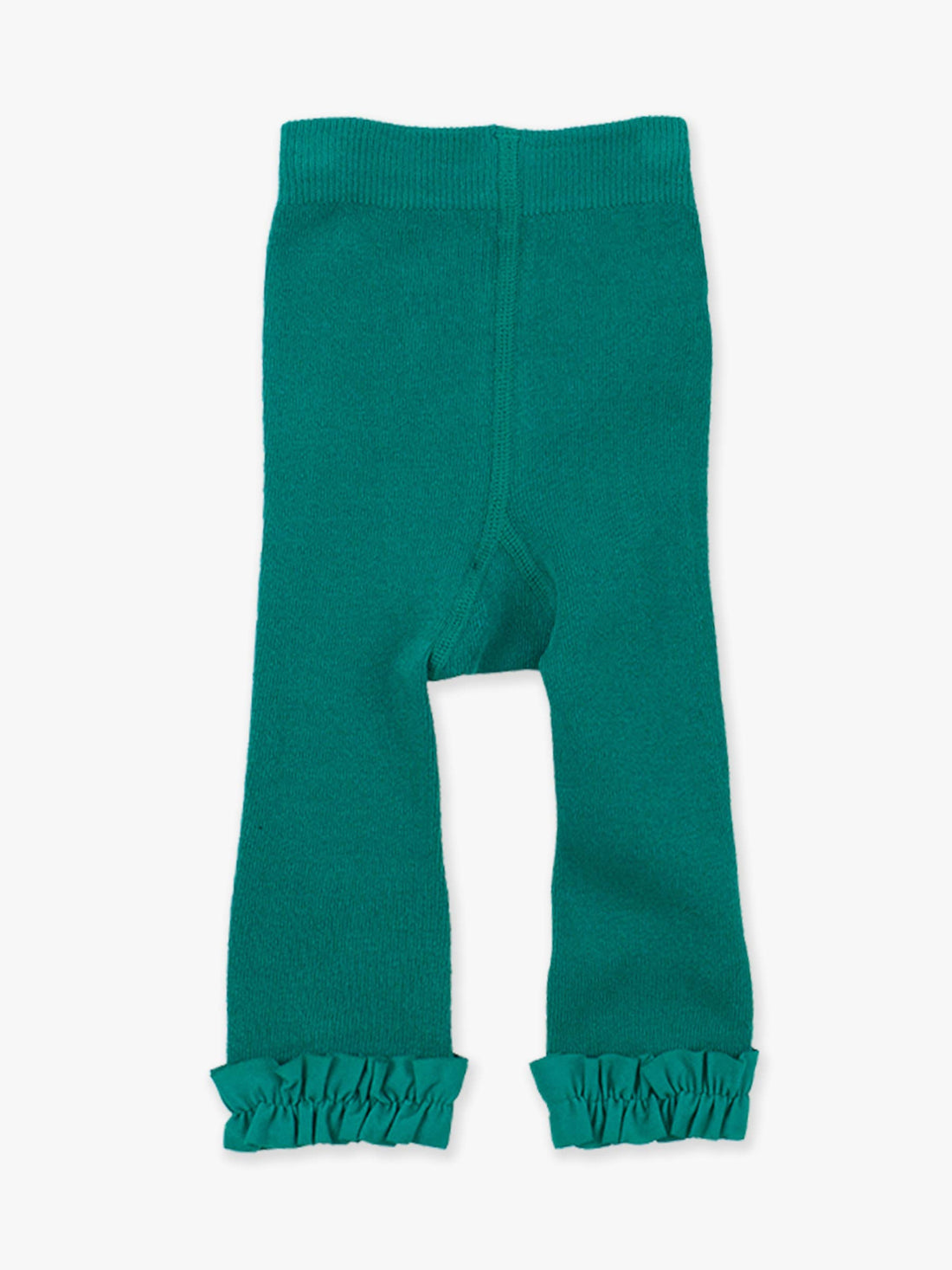 Girls Emerald Green Footless Ruffle Tights