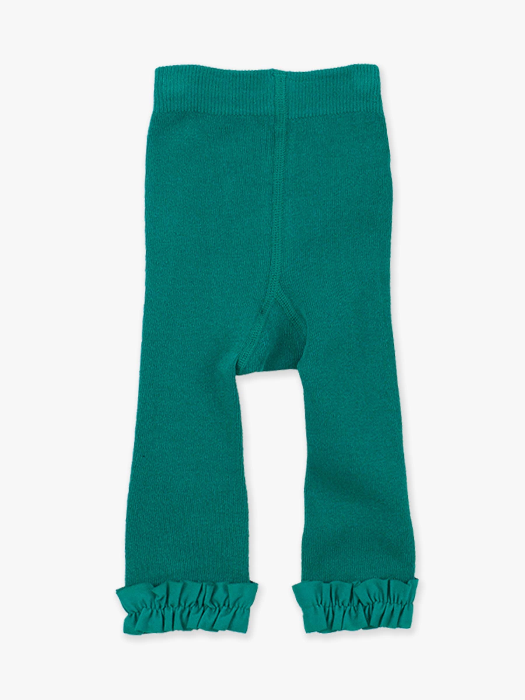 Girls Emerald Green Footless Ruffle Tights