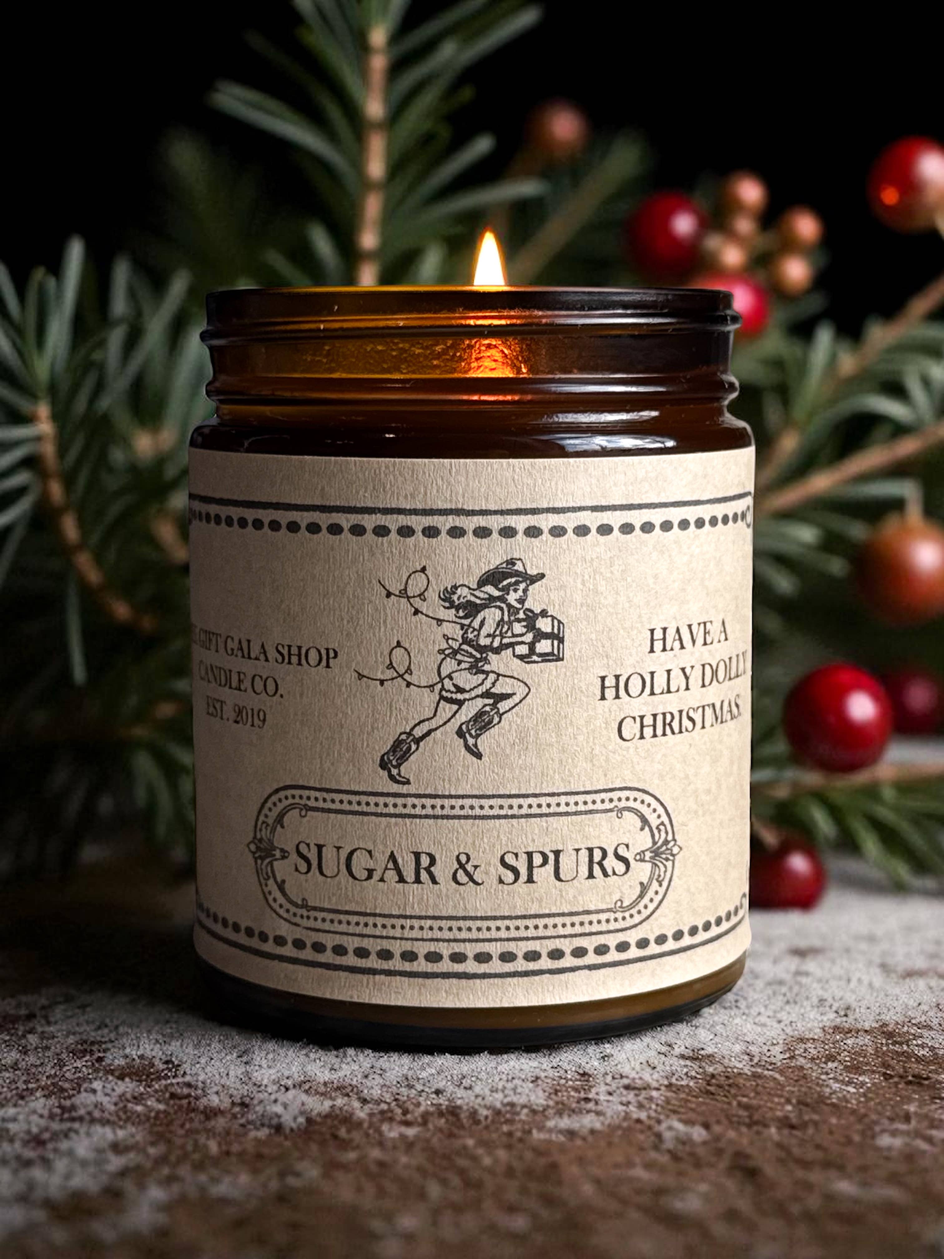"Sugar & Spurs” Western Candles | Rustic Holiday Candles