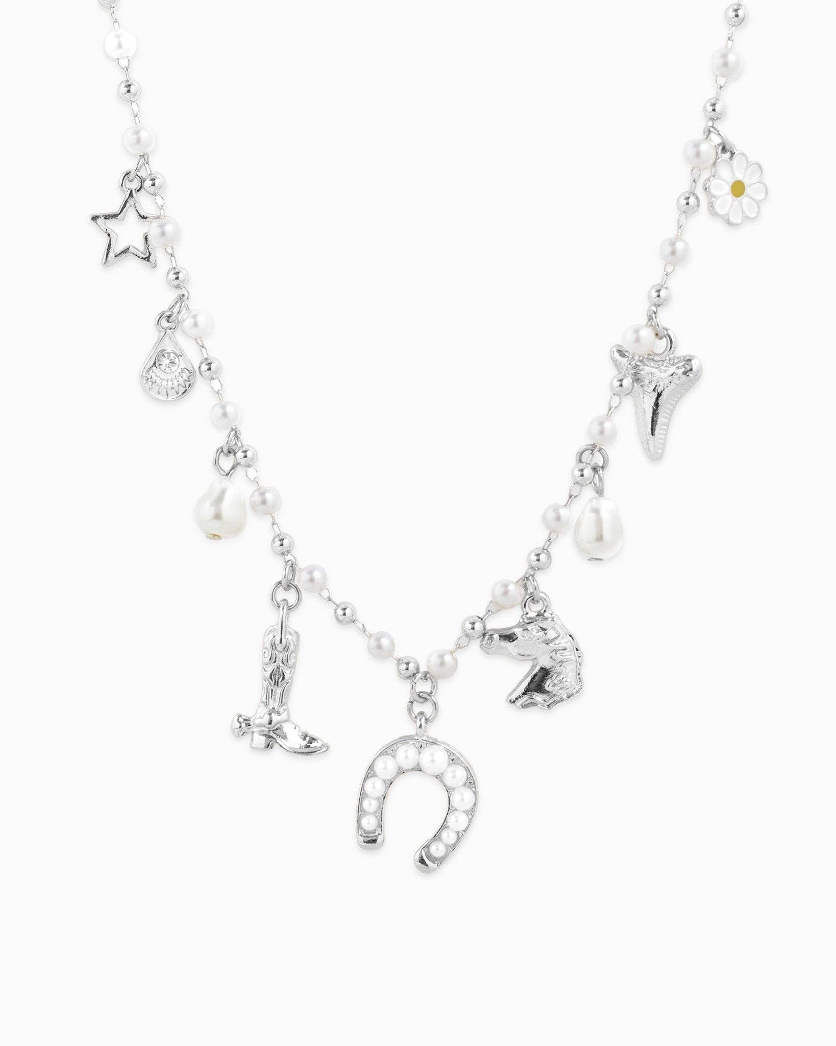 Western Icon Pearl Mix Chain Charm Necklace