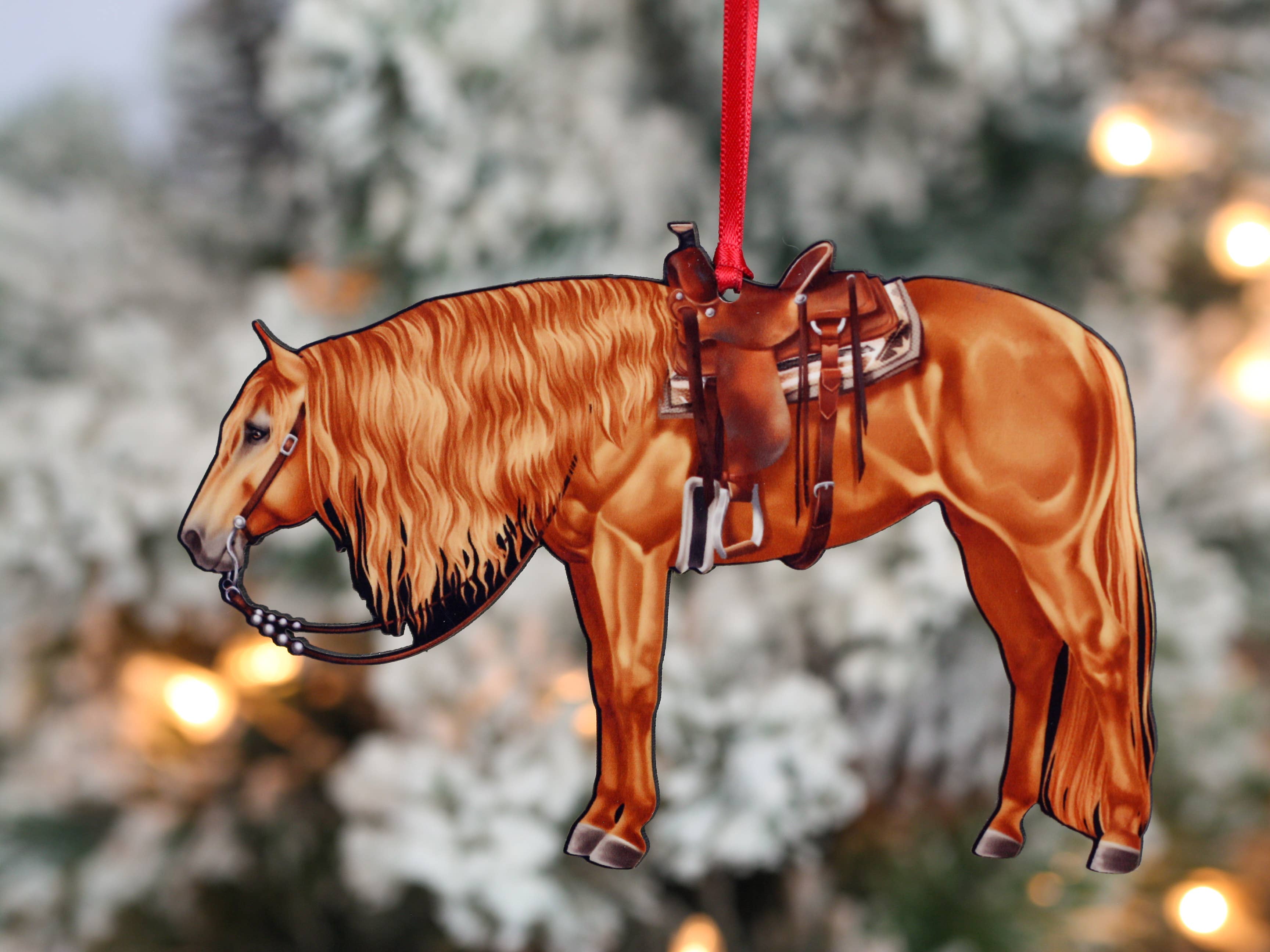 Chestnut Western Horse Ornament - Quarter Horse Christmas