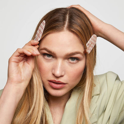 KITSCH recycled plastic XL creaseless hair clips in terracotta color, set of 2, with smooth, durable design for gentle hair holding.