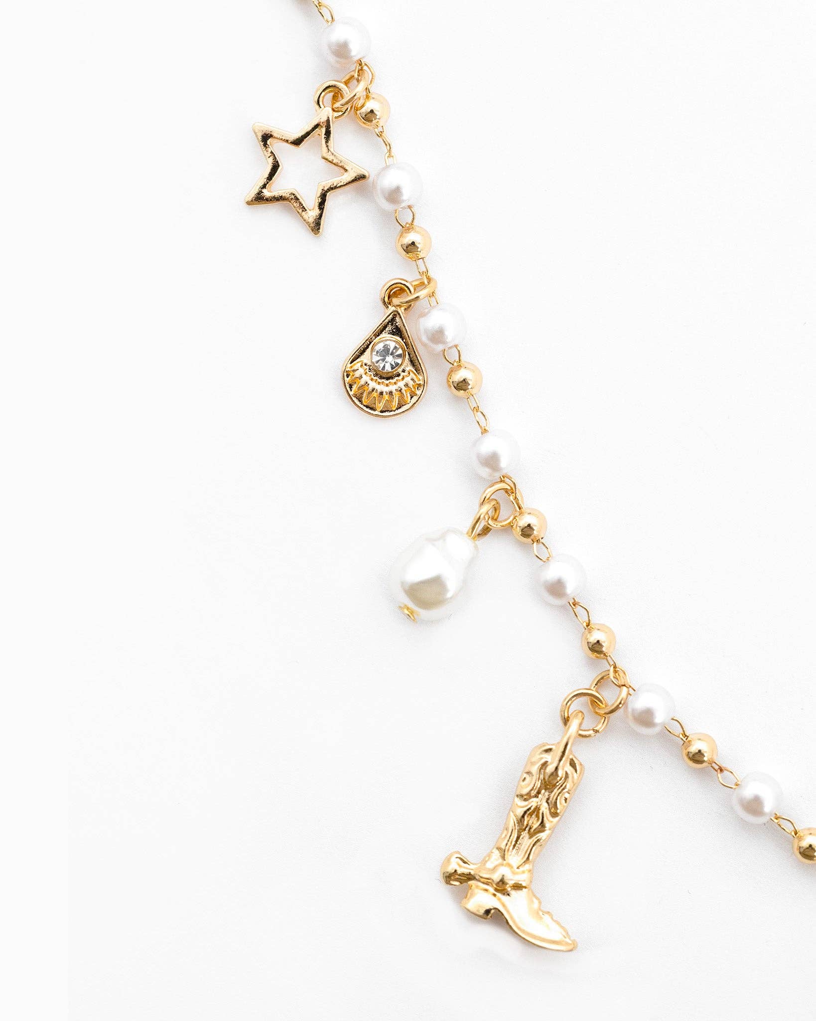 Western Icon Pearl Mix Chain Charm Necklace