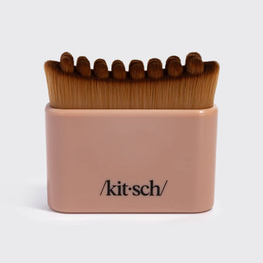 KITSCH Lymphatic Contour Face Brush in terracotta color with soft bristles for facial lymphatic drainage and contouring.
