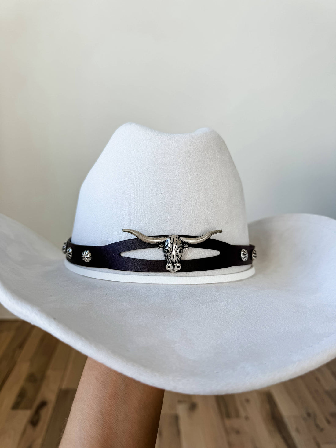 Western Hat Band - Concho, stone, longhorn steer