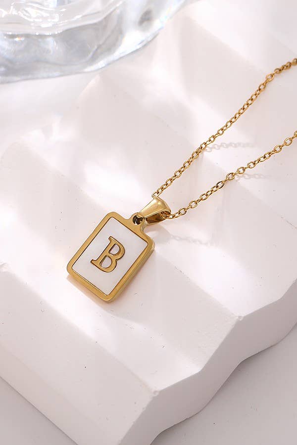 MOP  INITIAL STAINLESS STEEL TARNISH FREE NECKLACE |