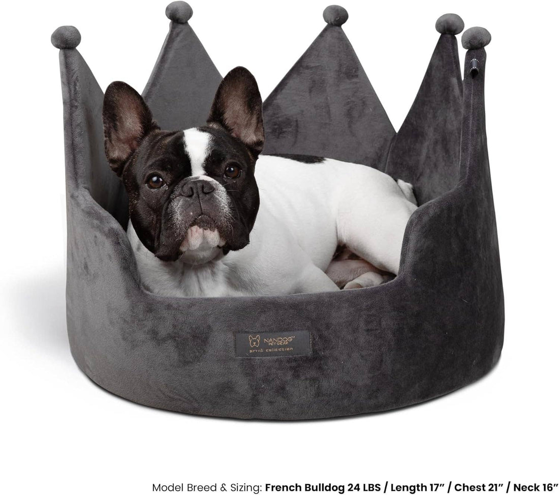 NANDOG Prive Collection Large Crown Bed (D. GRAY)