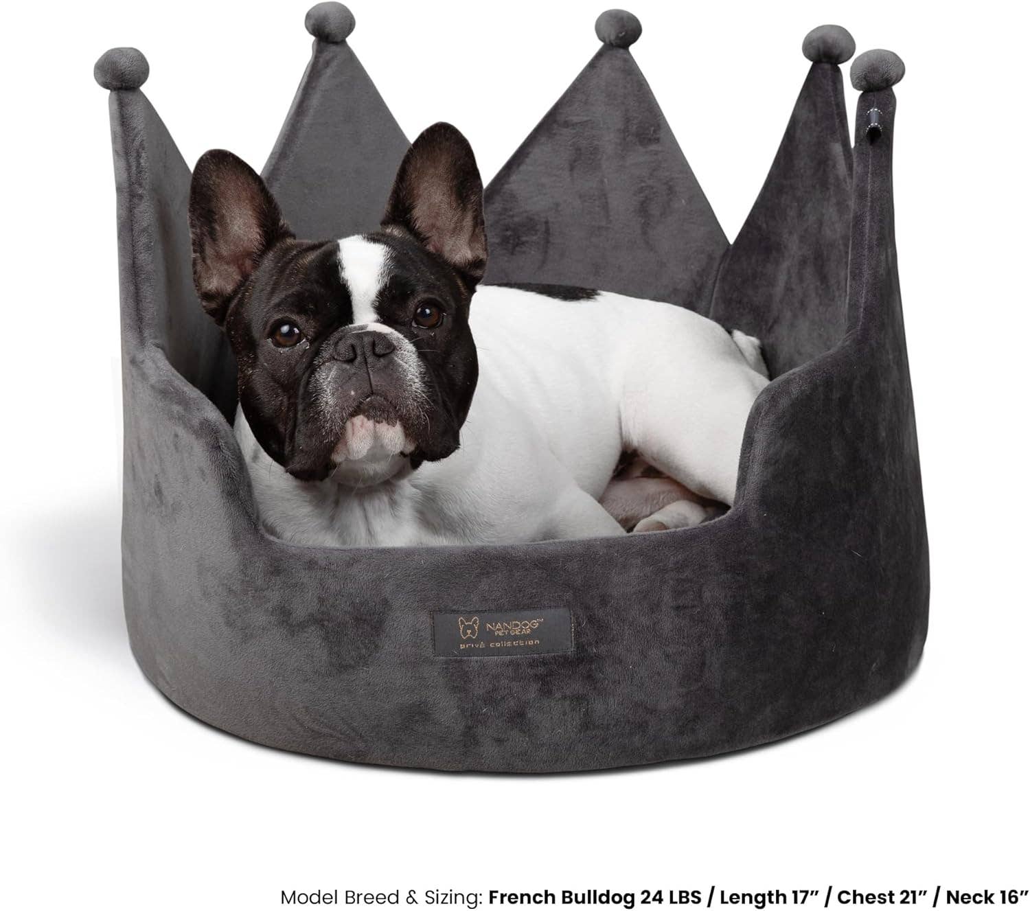 NANDOG Prive Collection Large Crown Bed (D. GRAY)