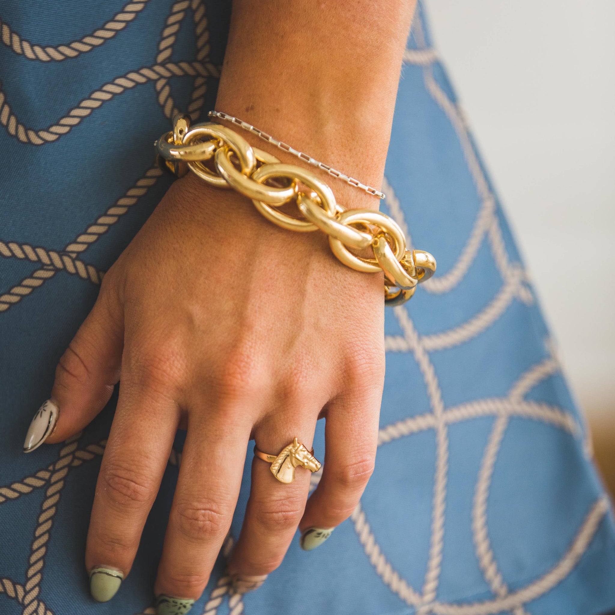 18K Gold Plated Chunky Chain Stretch Bracelet