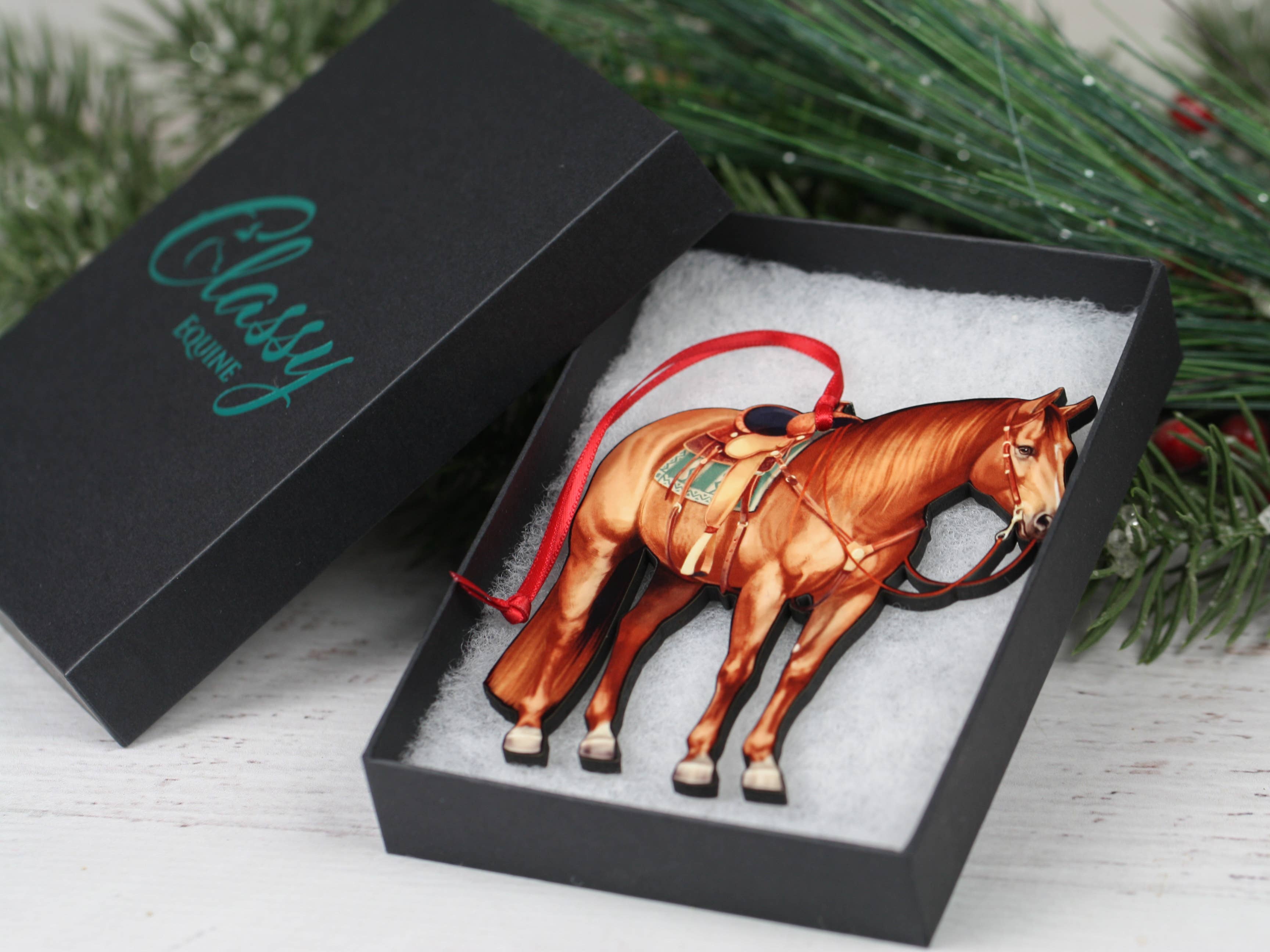 Chestnut Western Ranch Horse Ornament - Quarter Horse Decor