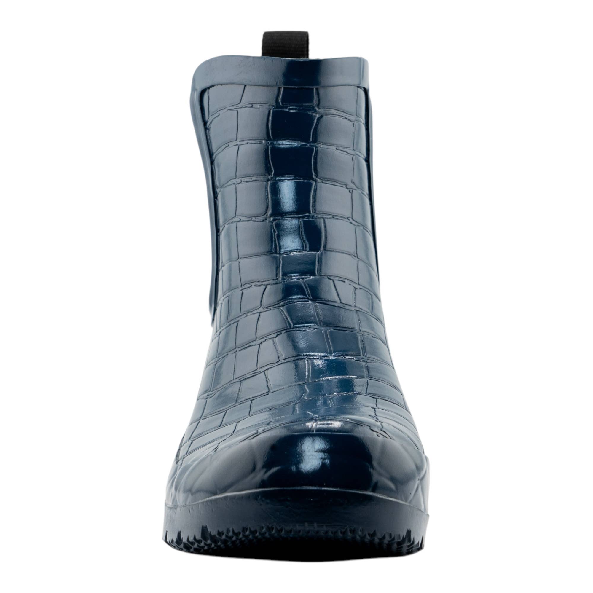 CHELSEA NAVY CROC EMBOSS WOMEN'S ANKLE RAIN BOOTS