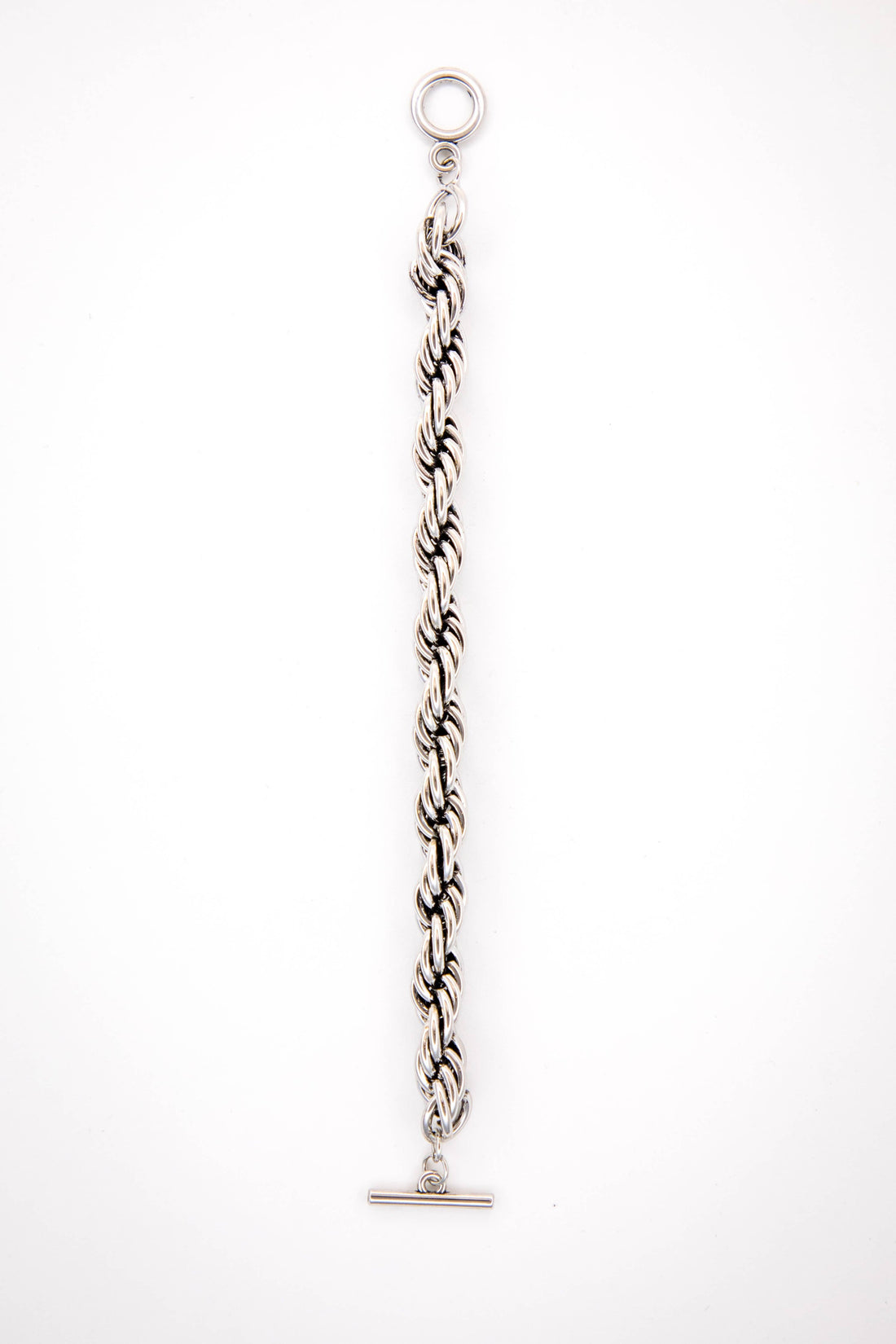 18K Gold Plated Burnished Thick Rope Bracelet with Tog