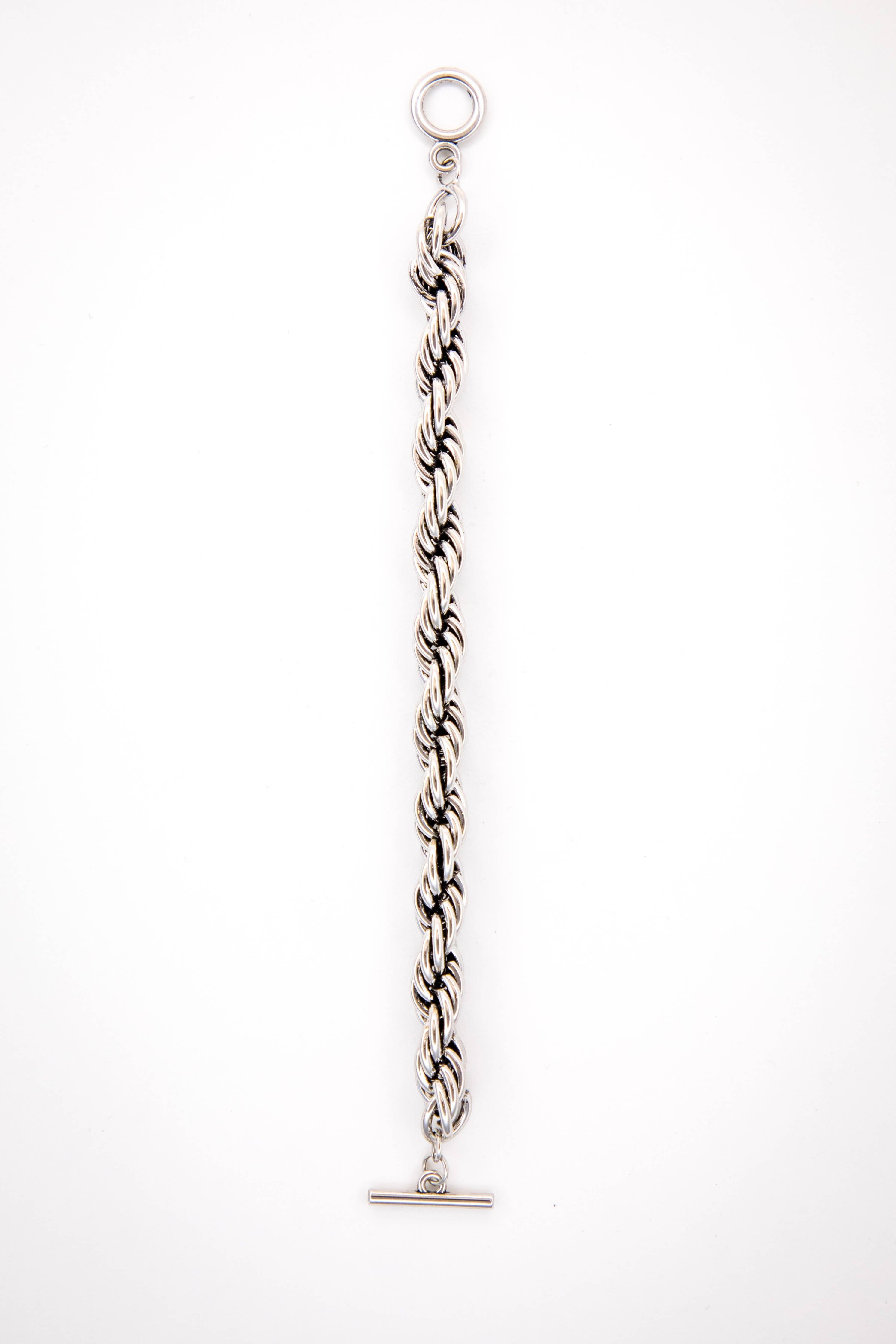 18K Gold Plated Burnished Thick Rope Bracelet with Tog