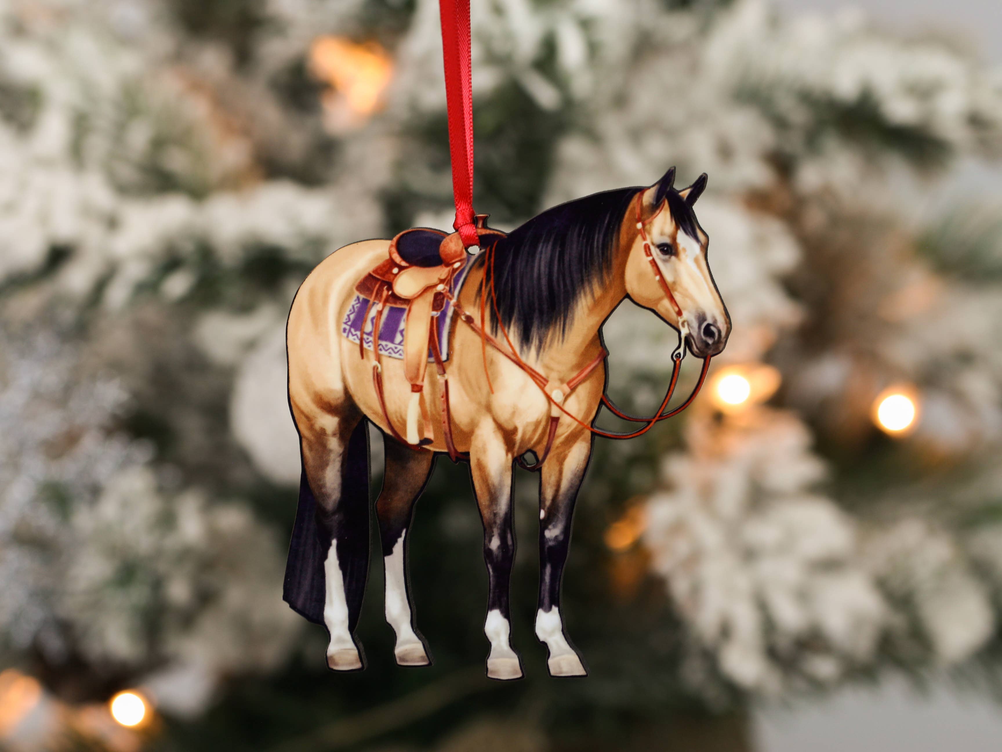 Buckskin Western Ranch Horse Ornament - Quarter Horse Decor