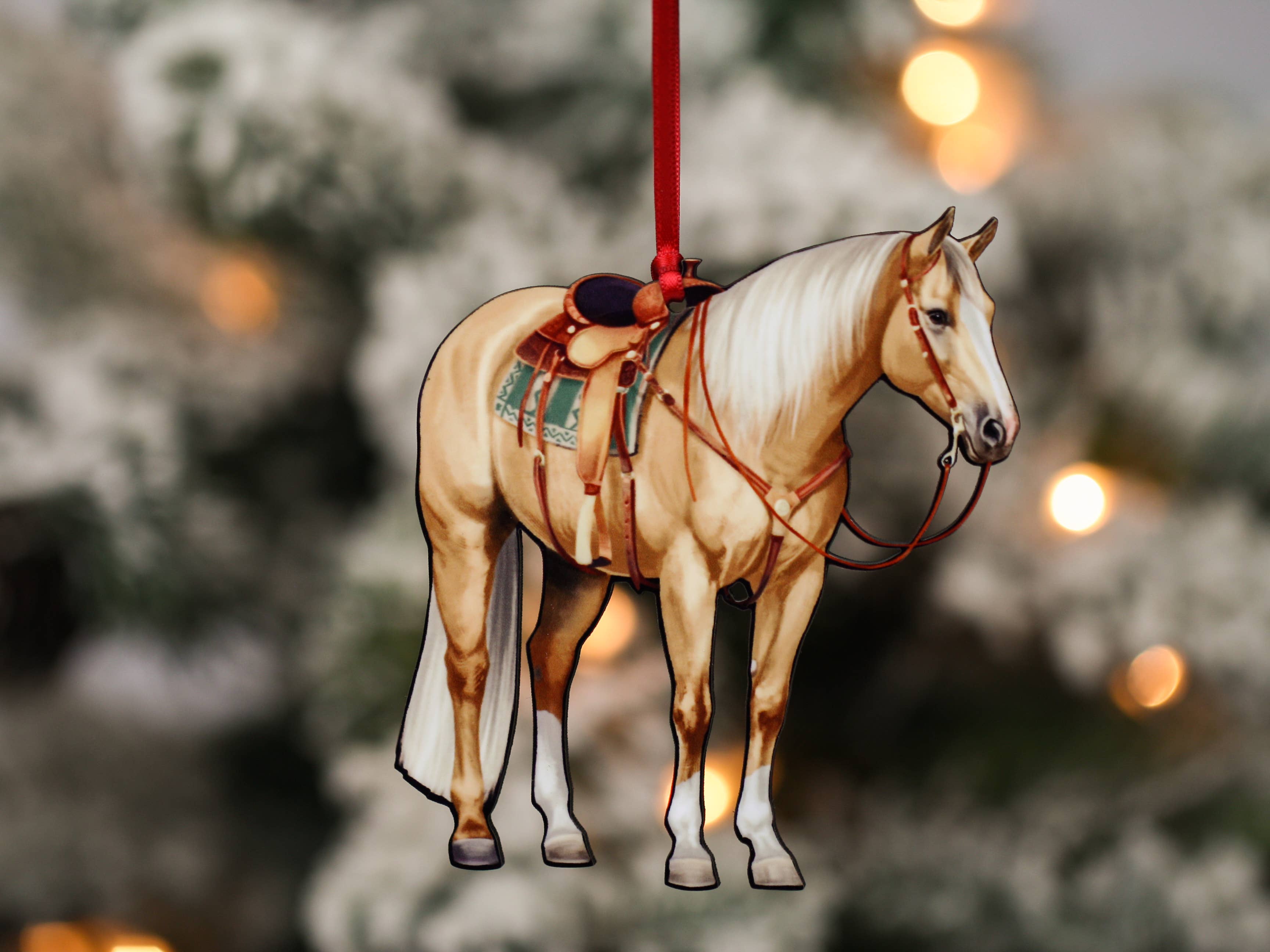 Palomino Western Ranch Horse Ornament - Quarter Horse Decor