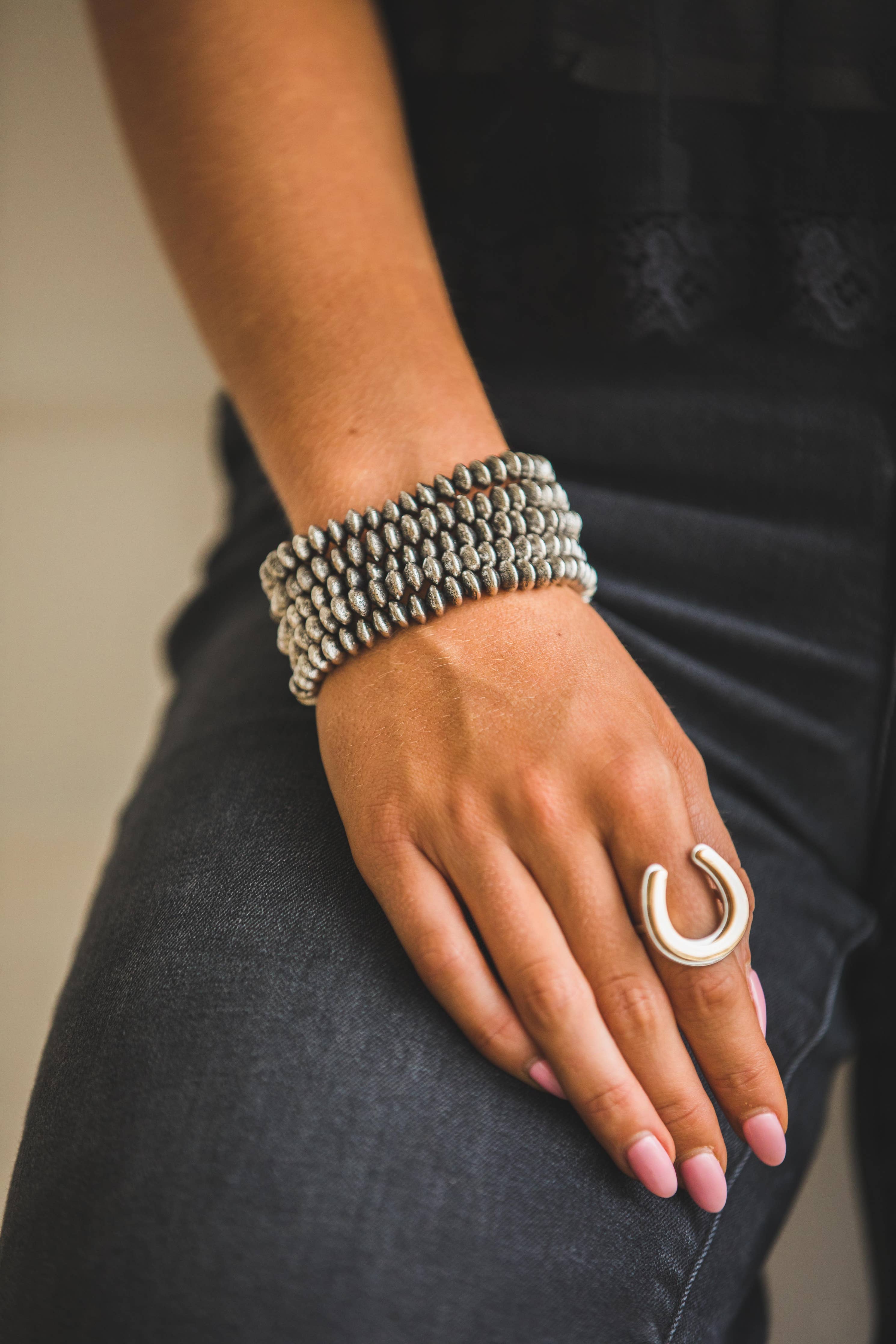 18K Two Toned Plated Adjustable Horsehoe Ring