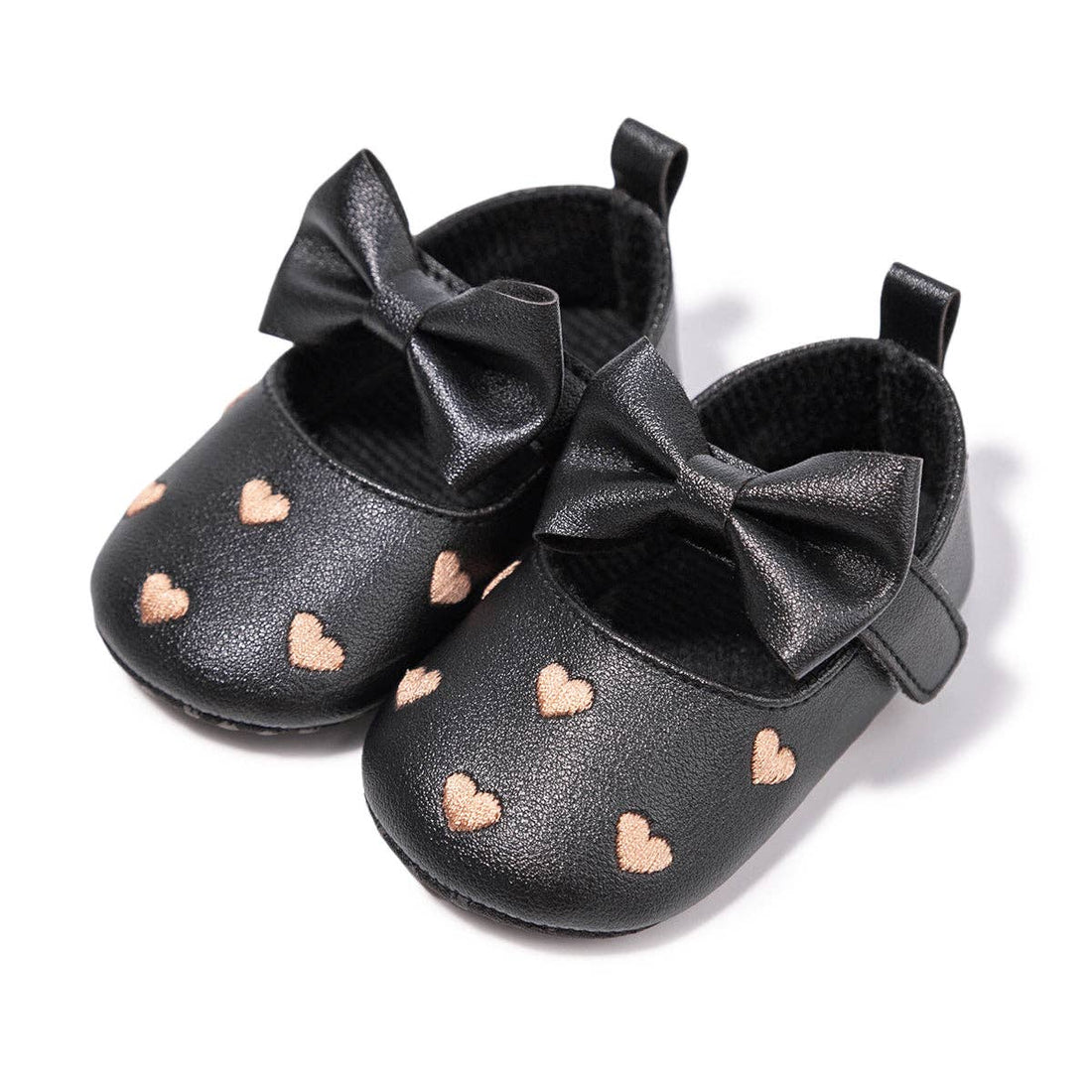 Black w/gold heart infant shoes