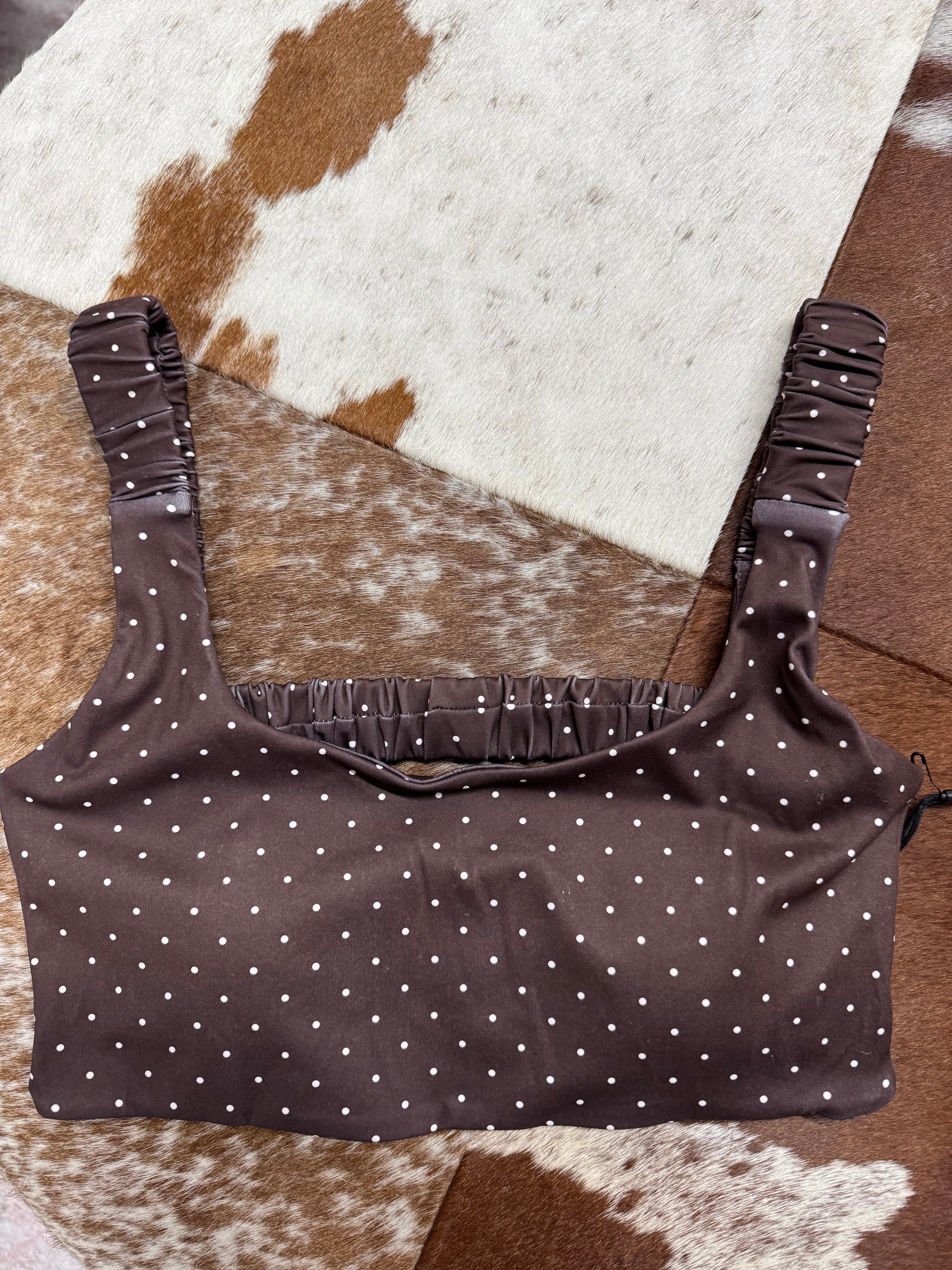 Polka Dot Print Ruched Bra Top