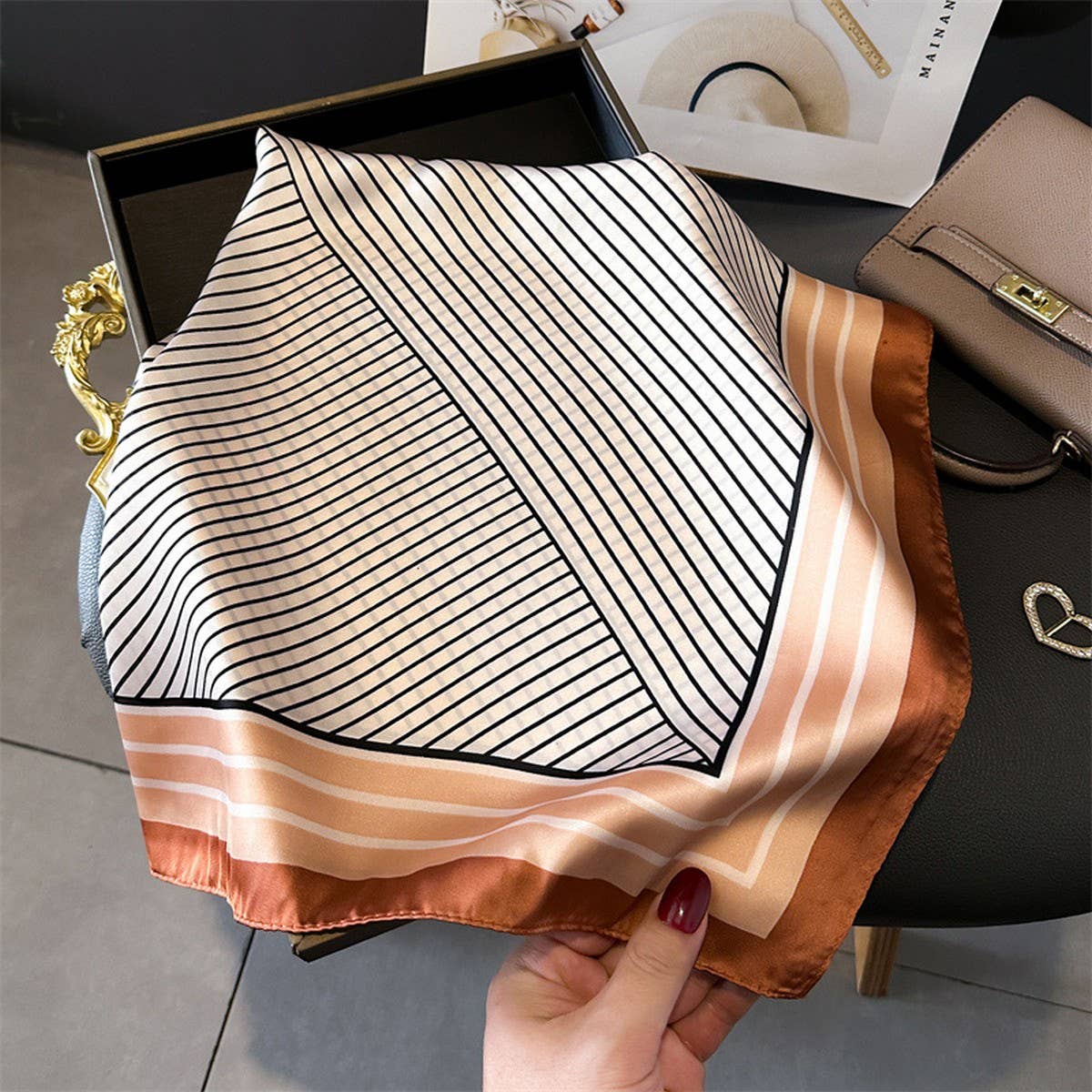 Printed Satin Square Scarf – Office & Casual Wrap_CWASC1432