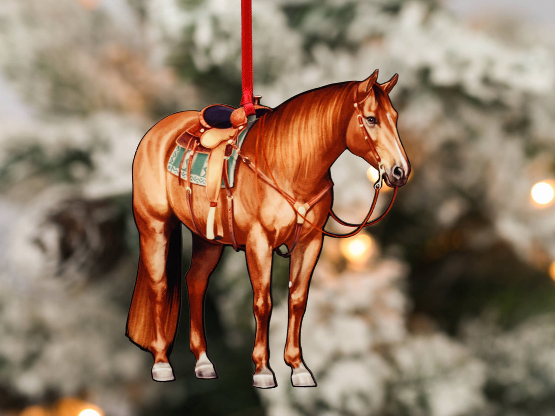 Chestnut Western Ranch Horse Ornament - Quarter Horse Decor