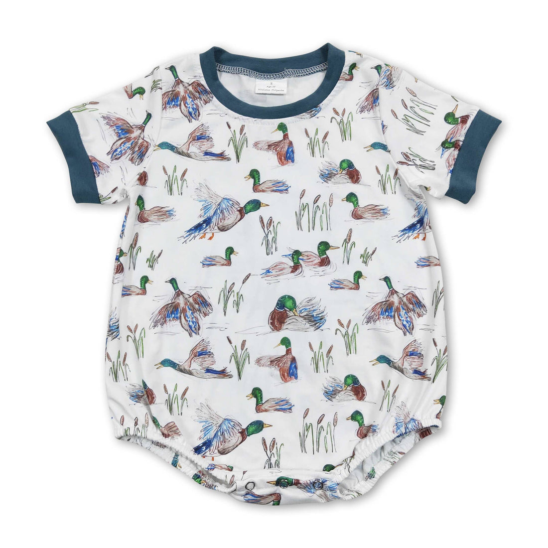 Short sleeves duck dog baby boy hunting romper