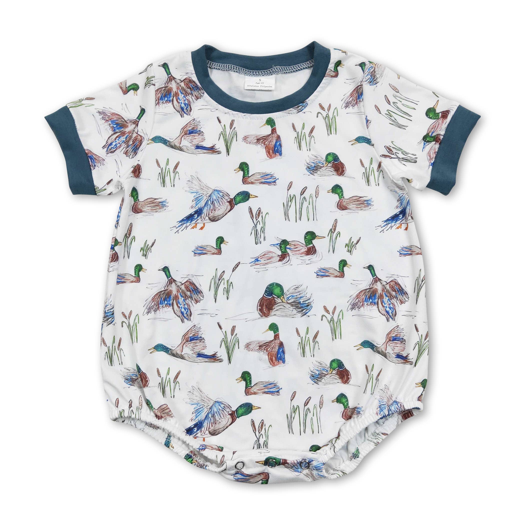 Short sleeves duck dog baby boy hunting romper